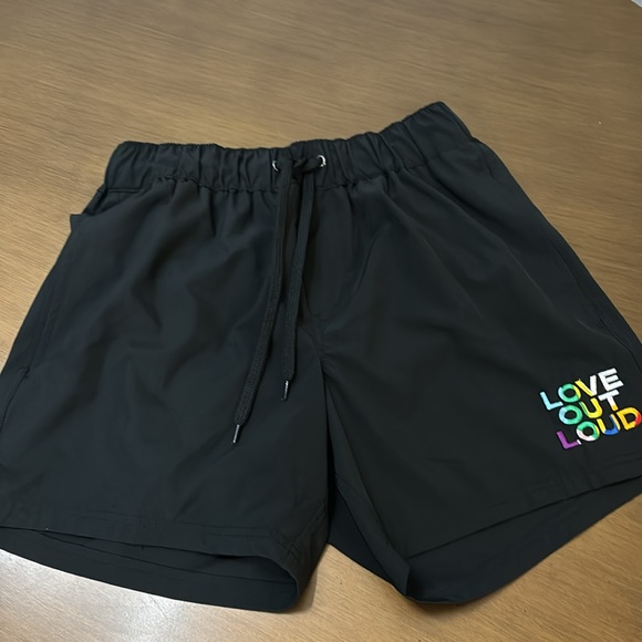 Pride Lined Men’s Size Small Short Swim Suit Swim Trunks LGBTQA Love Out Loud - Picture 2 of 5